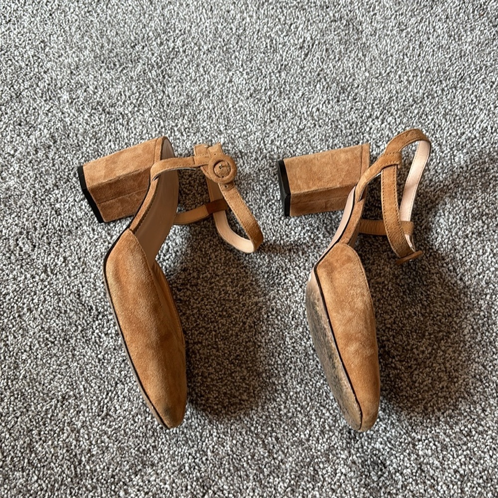 J. Crew Maisie Suede Block Heel Ankle Strap Pump - Picture 4 of 10